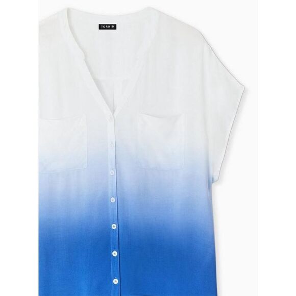 Torrid Challis Button-Front Dolman Sleeve Top blue ombré plus size top Size 1 Si - Picture 3 of 9